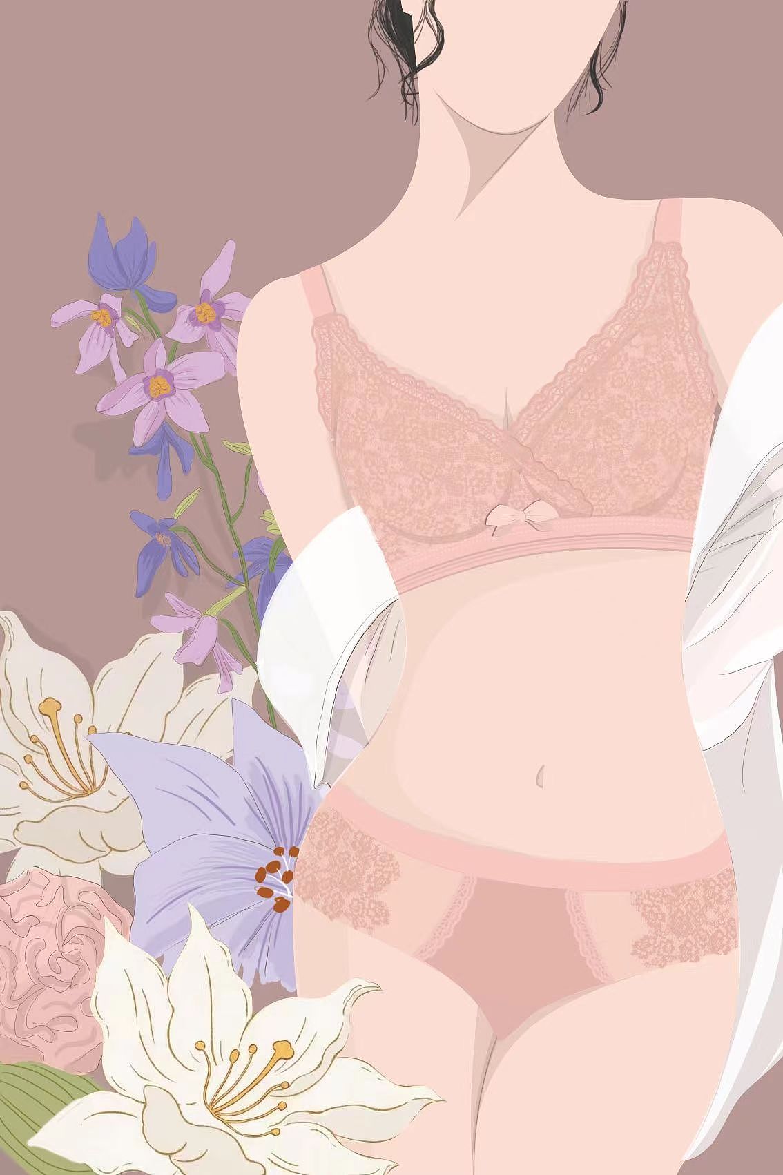 品牌插画|内衣插画 舒适性无钢圈内衣