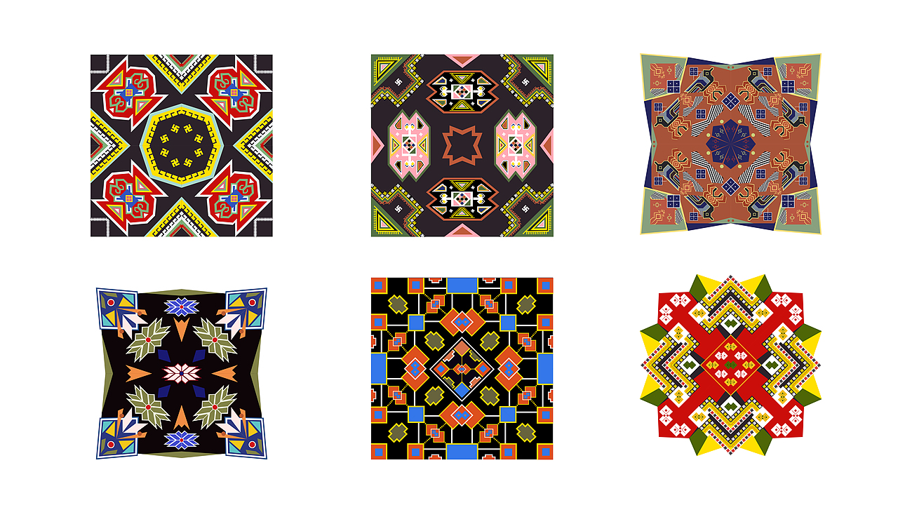 土家族西兰卡普纹样再创造.根据土家族的服饰图案,提取重造再设计.