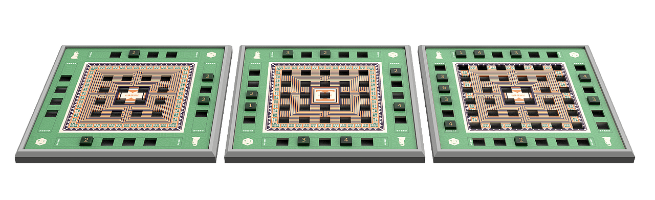 三种棋盘摆上骰子的效果