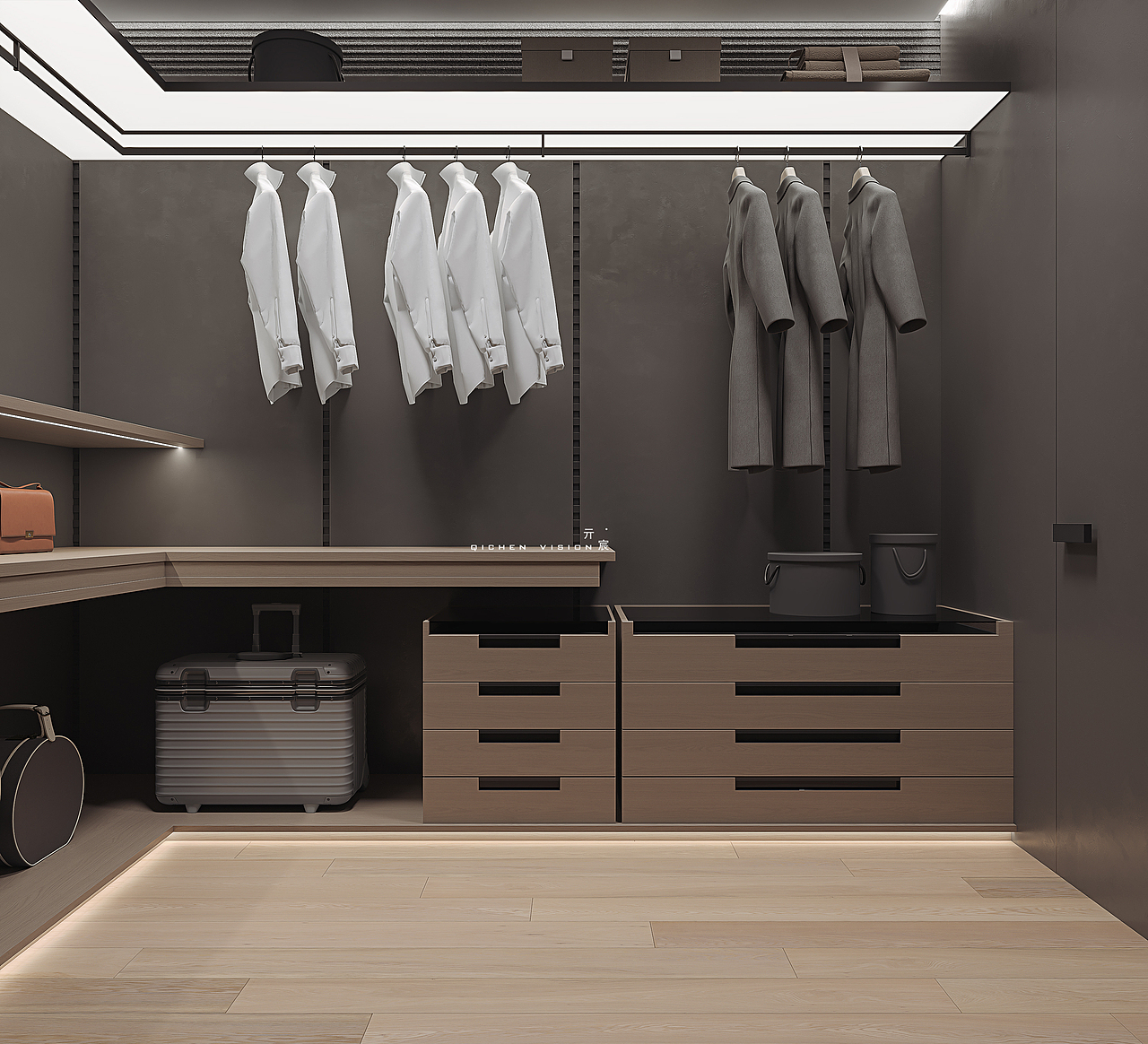 现代暗黑系卫生间/衣帽间