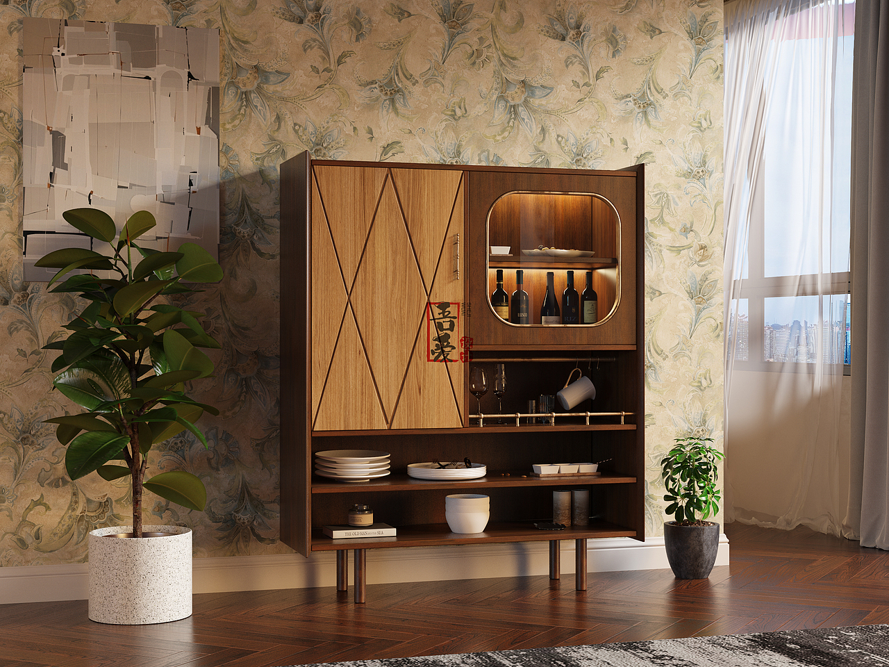 美式餐边柜 家具设计 家具效果图 家具电商 亚马逊家具（图ZMzI1NDEzNTgw） - 产品 - 站酷设计师吾爱家具设计原创素材 - 站酷ZCOOL