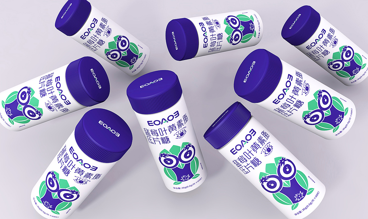 蓝莓叶黄素脂压片糖包装设计（图ZMzQyMTIxOTUy） - 包装 - 站酷设计师思逸品牌创意设计原创素材 - 站酷ZCOOL