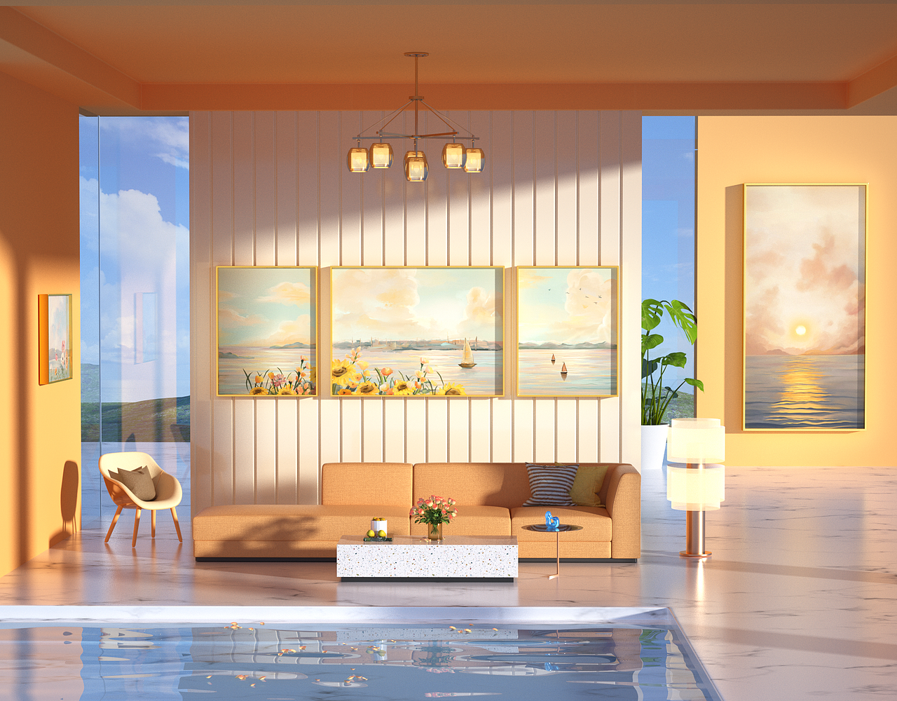 装饰画海报 C4D练习（图ZMjk5NDI2NjYw） - 电商 - 站酷设计师她与日落原创素材 - 站酷ZCOOL