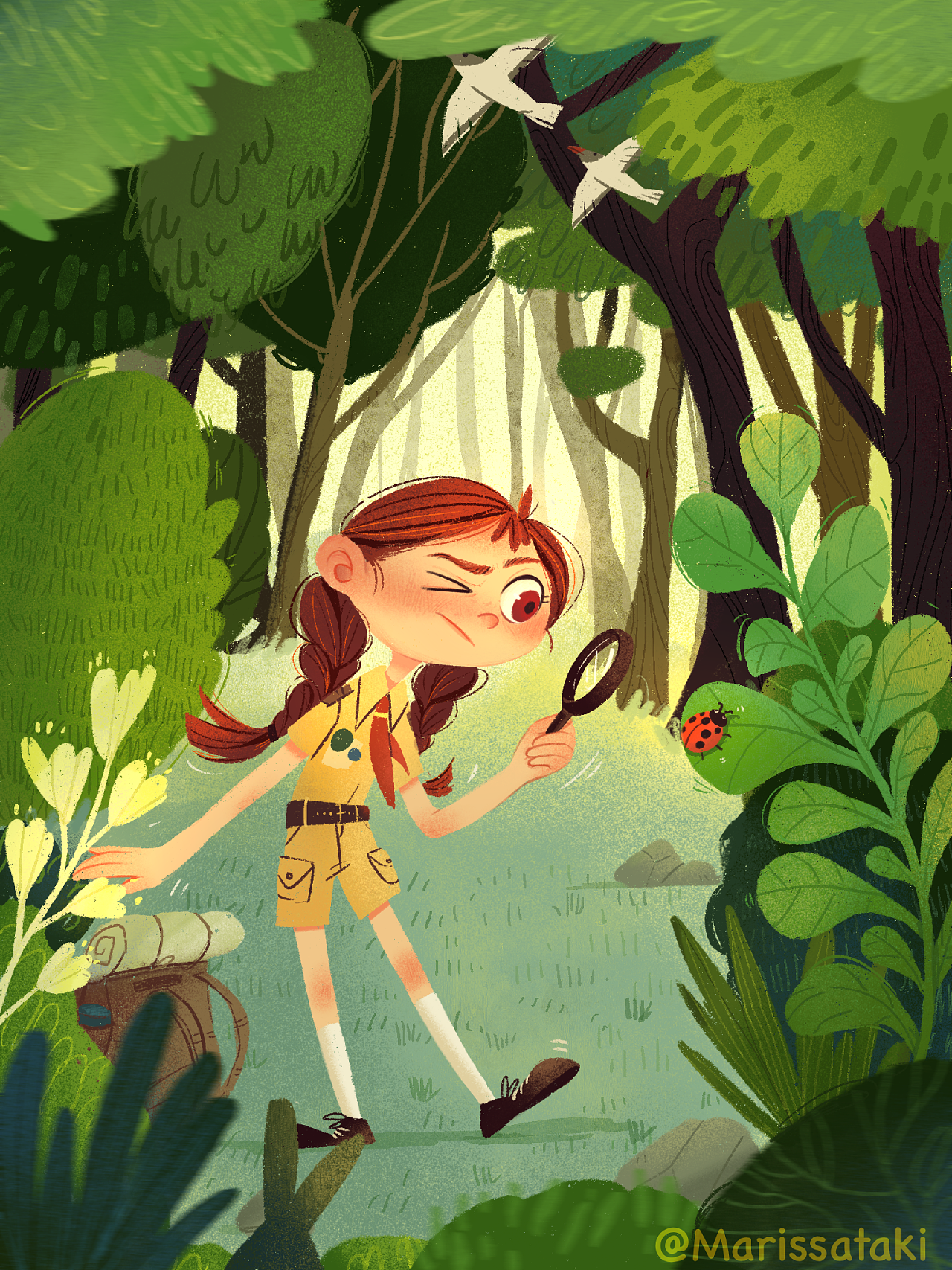 儿童插画--树林里的夏天