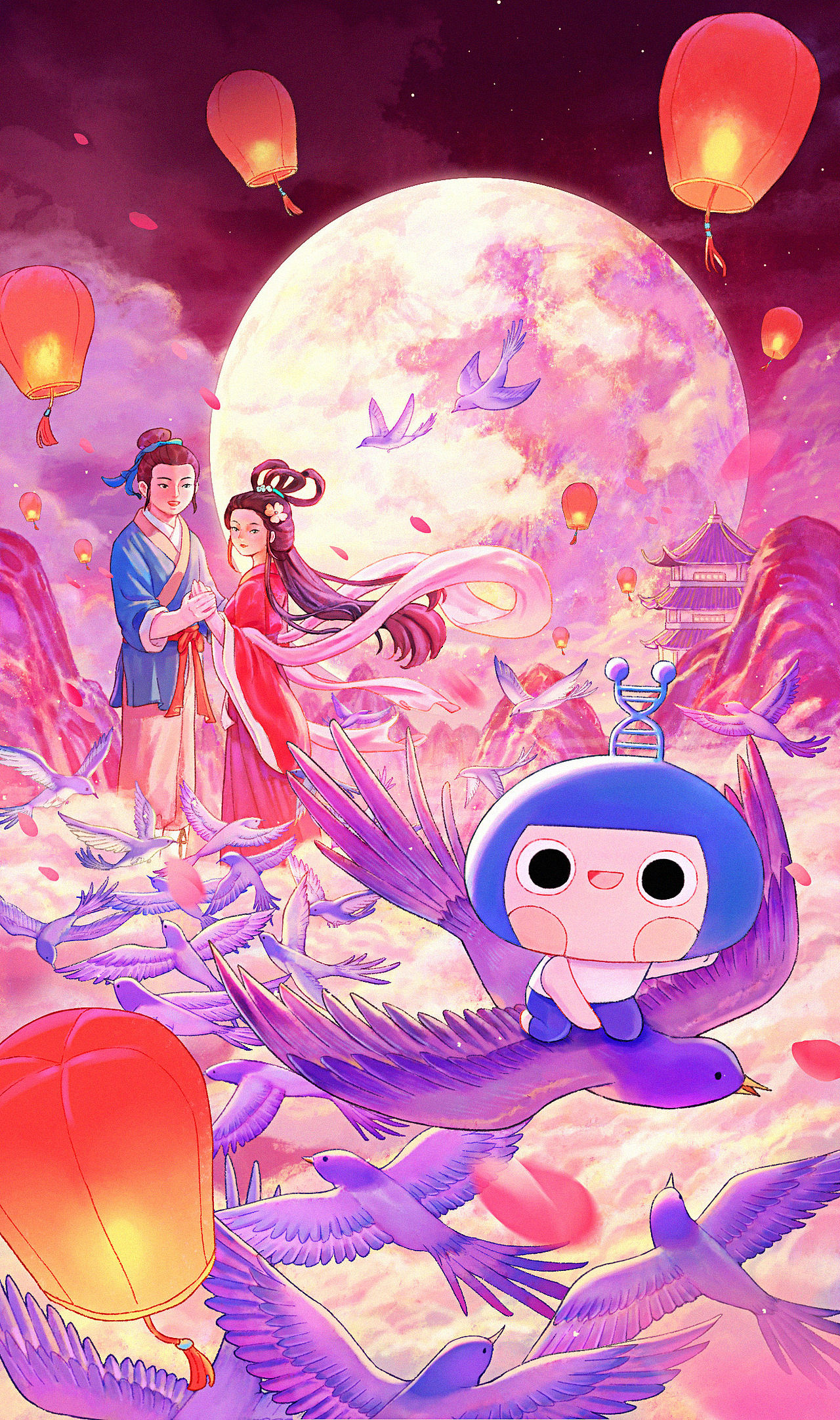 华大基因节日插画海报（图ZMzU3NDAyMjEy） - 商业插画 - 站酷设计师七鬼五二三原创素材 - 站酷ZCOOL