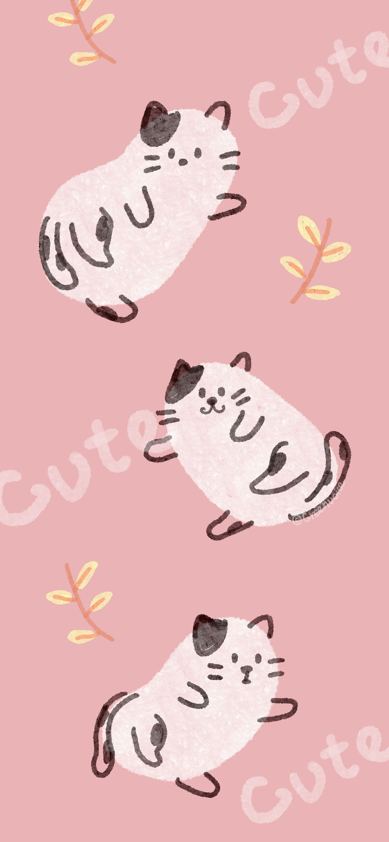 小动物猫咪主题-手机壁纸-简笔画可爱猫猫