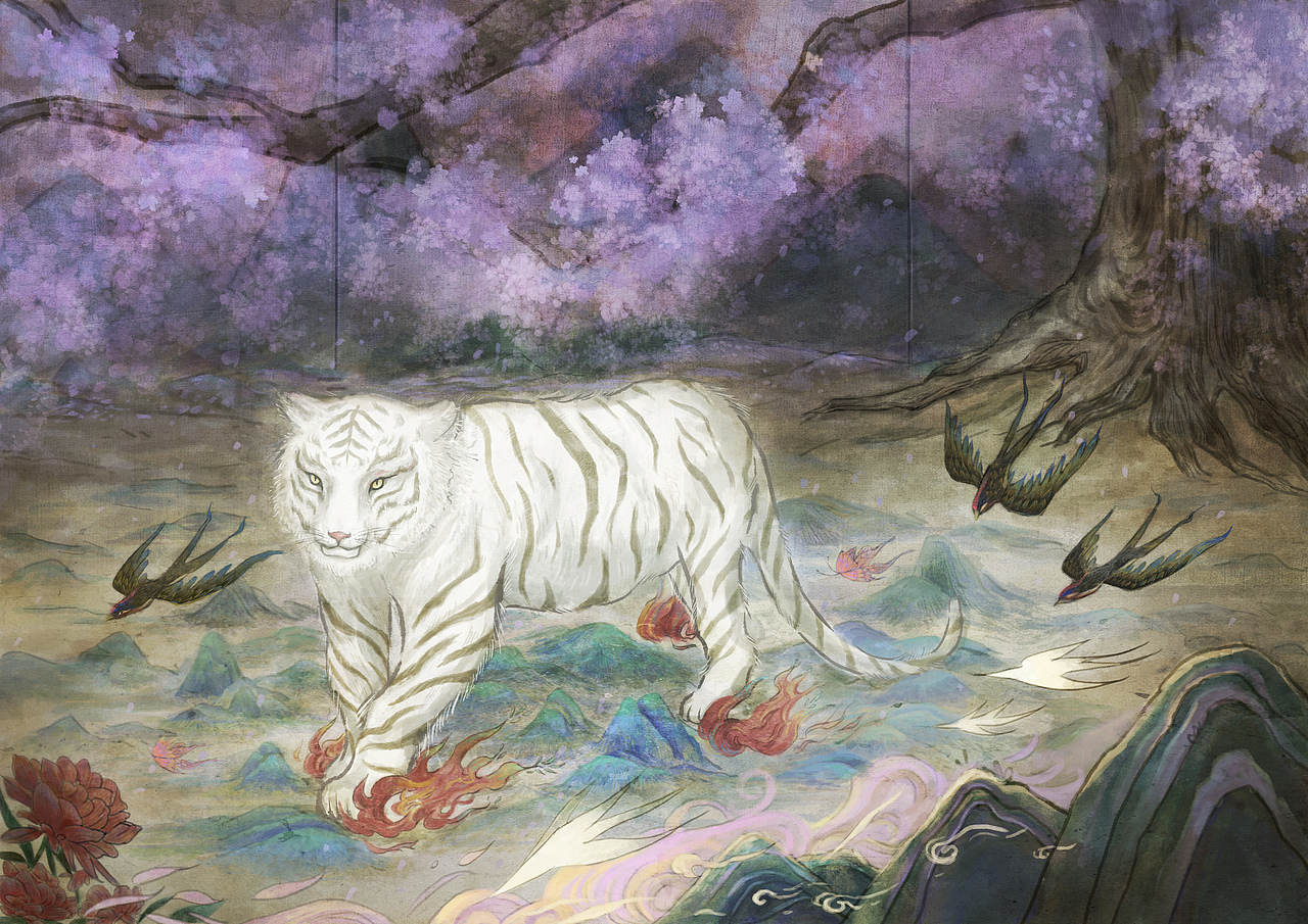 神兽 白虎（图ZMzA2ODczMjg4） - 创作习作 - 站酷设计师啊暝aming原创素材 - 站酷ZCOOL