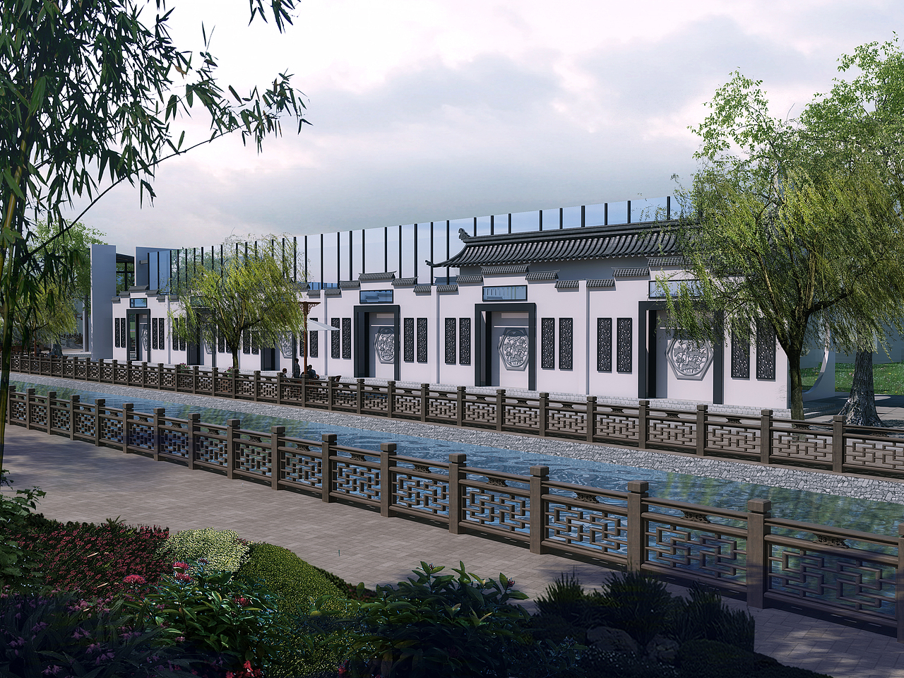 沿街商铺外立面鸟瞰