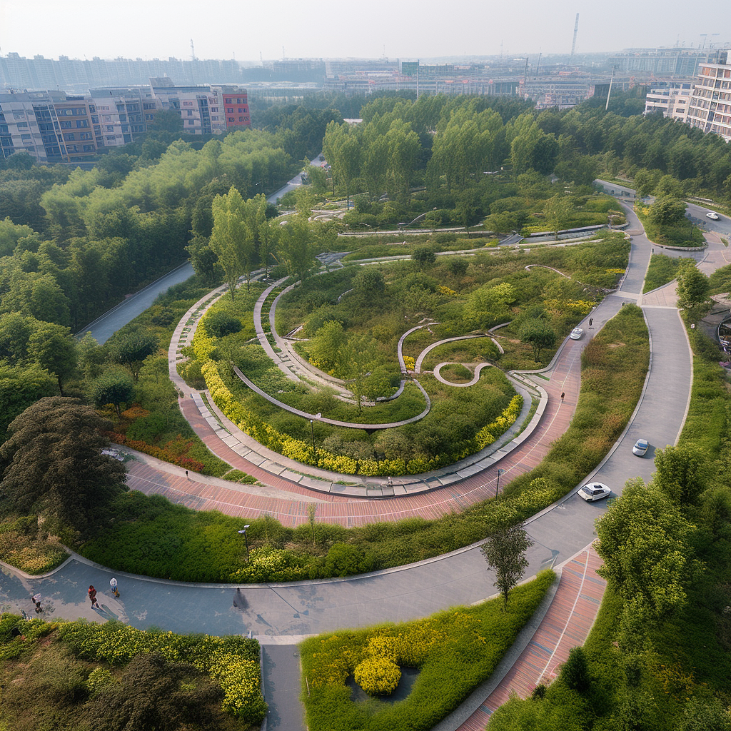 AI绘图3min生成的环形公园9稿方案