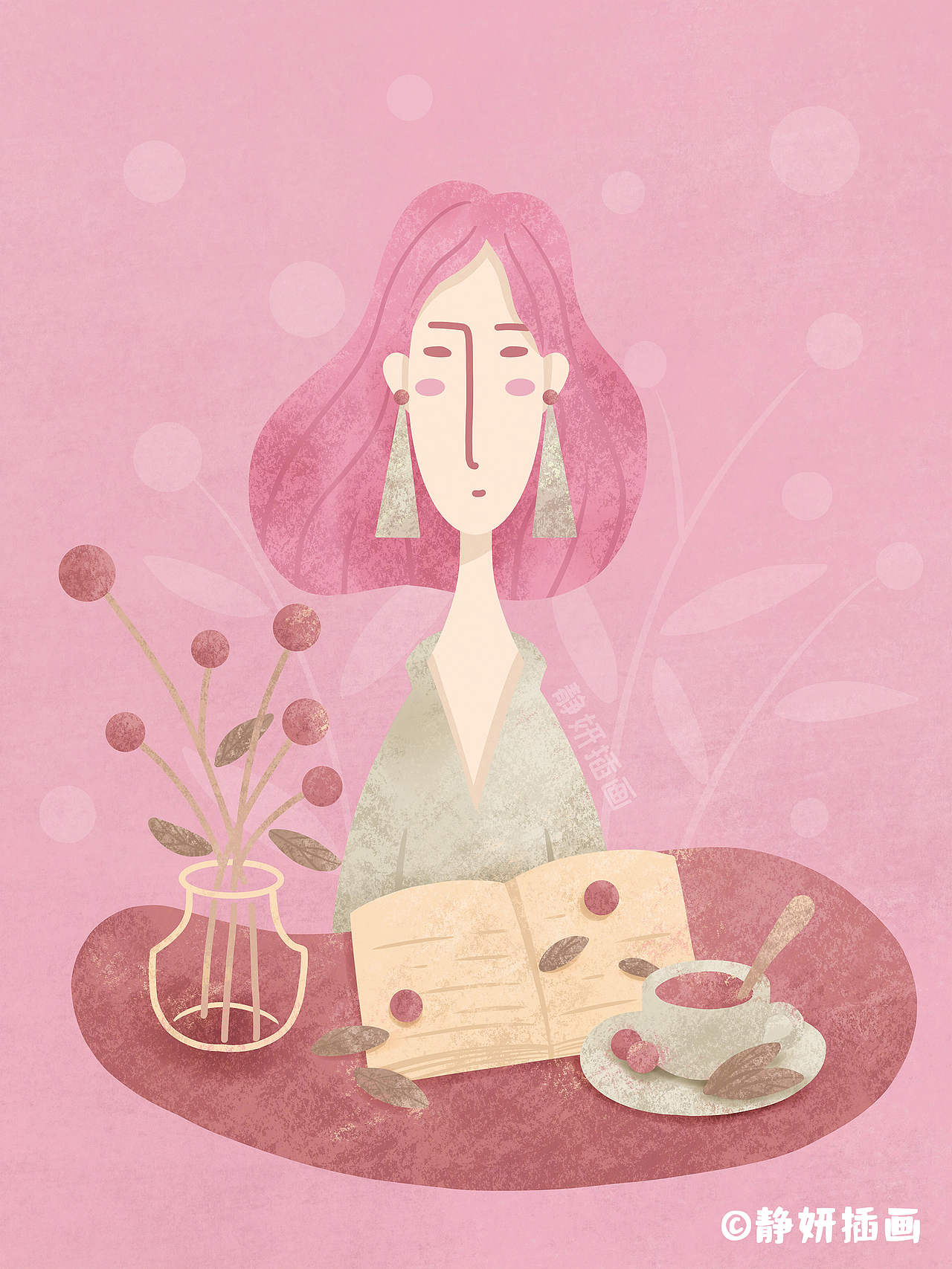 优雅女士系列插画（图ZMzAyODc3OTEy） - 商业插画 - 站酷设计师静妍插画原创素材 - 站酷ZCOOL