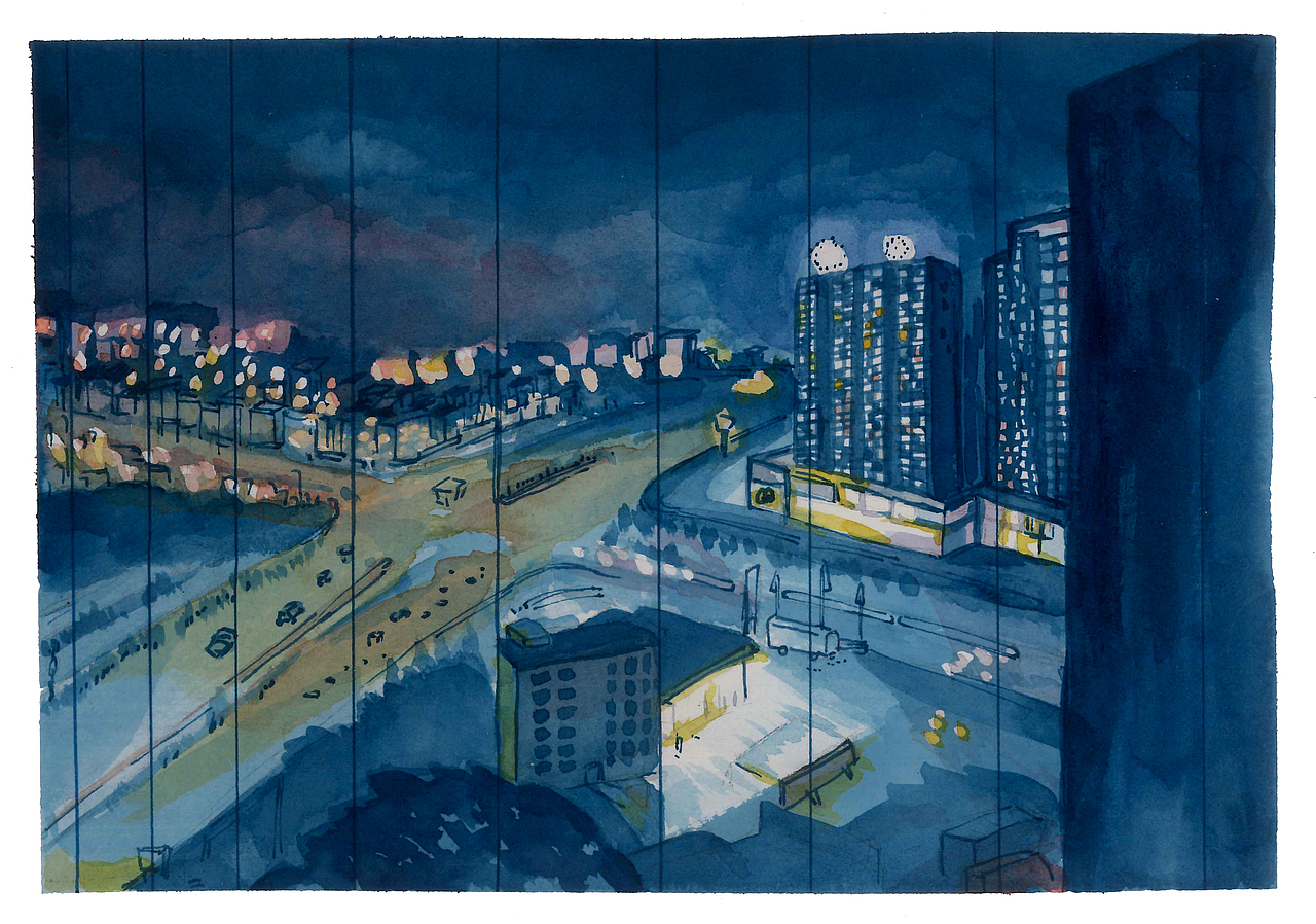 阳台眺望
室内夜深人静,室外车水马龙<br>这就是一线城市