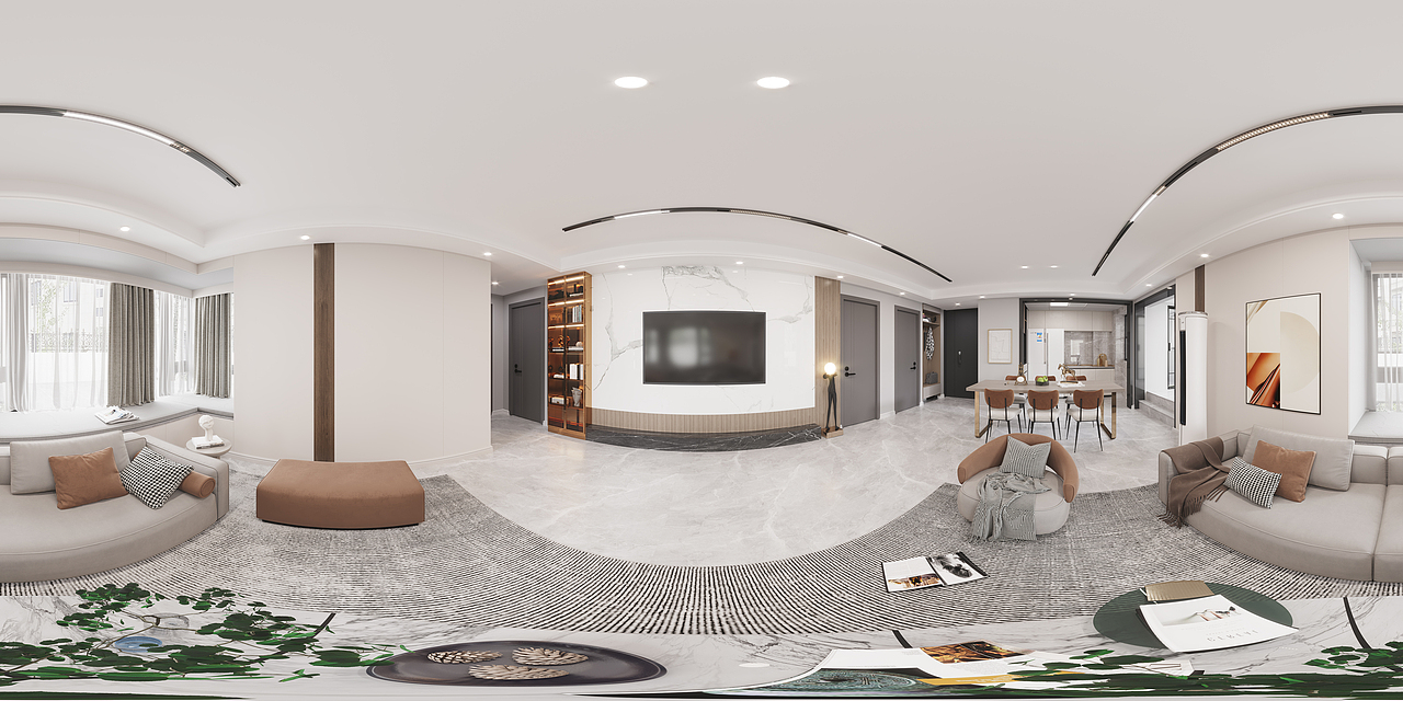 现代客餐厅花园家装设计