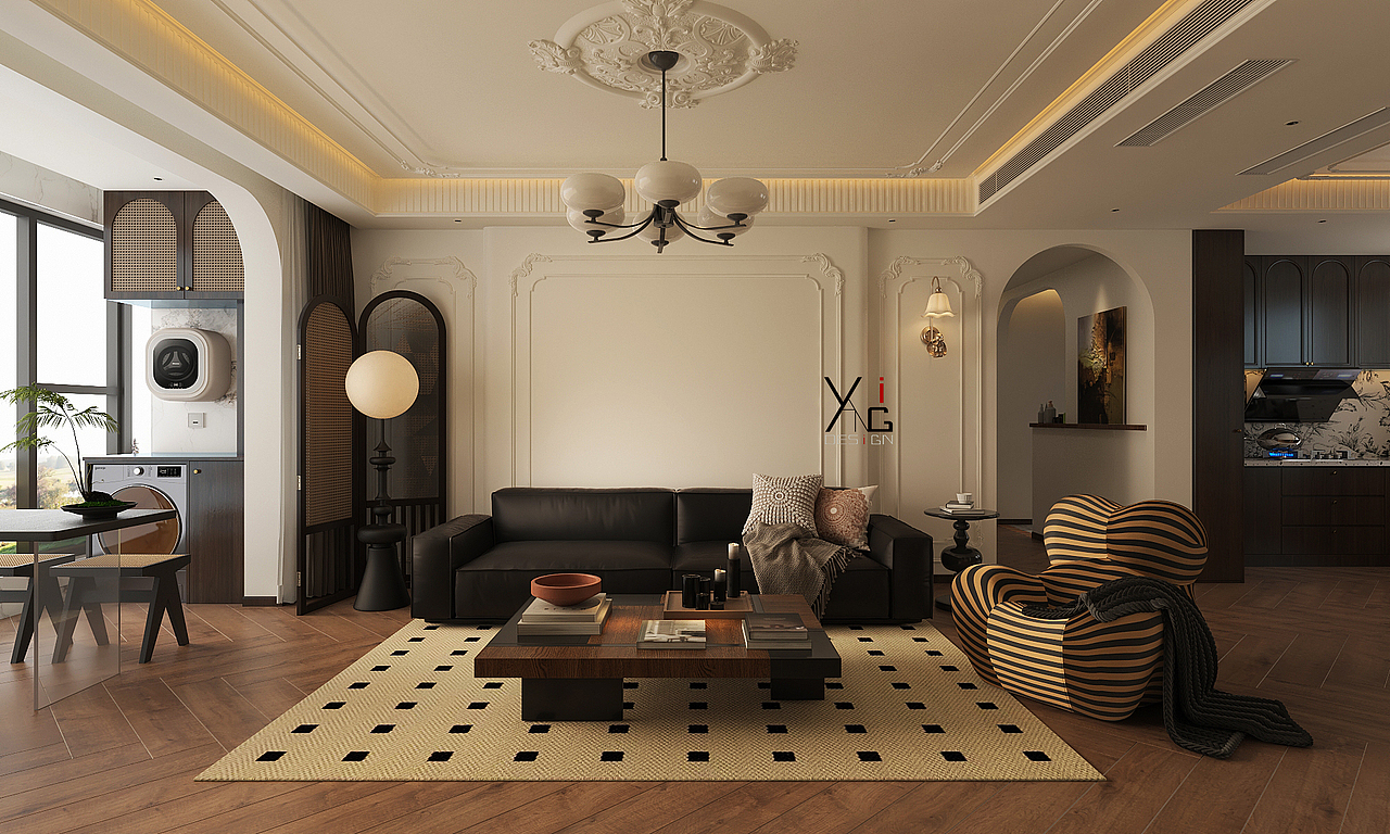 焦糖色177平米法式复古/硬装才十五万