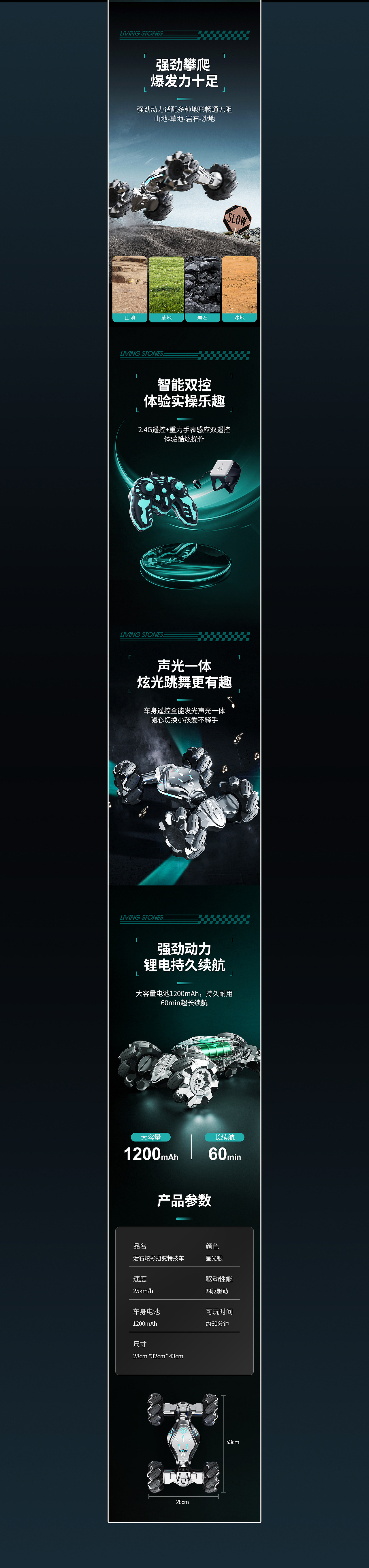 概念侧滑车/奥特曼攀爬车/扭变特技车详情页