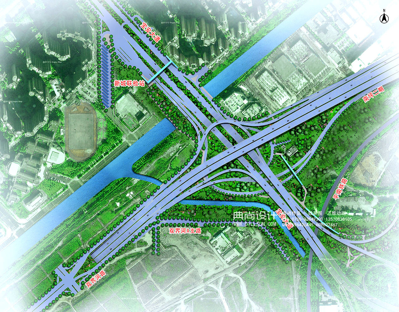 互通效果图3互通立交设计鸟瞰效
