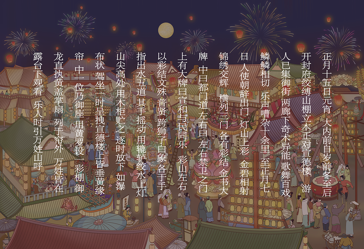 「东京梦华录」御街州桥夜游图-宋代元宵节