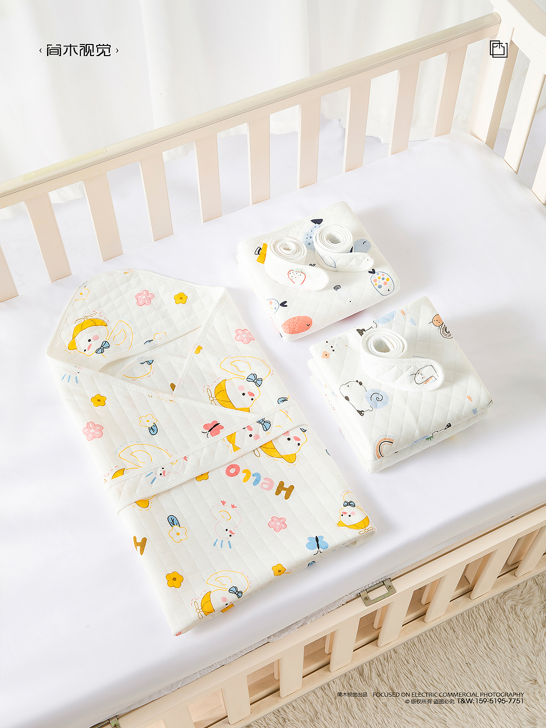 婴儿抱被产品摄影丨简木视觉 × 母婴棉纺童被被单围嘴