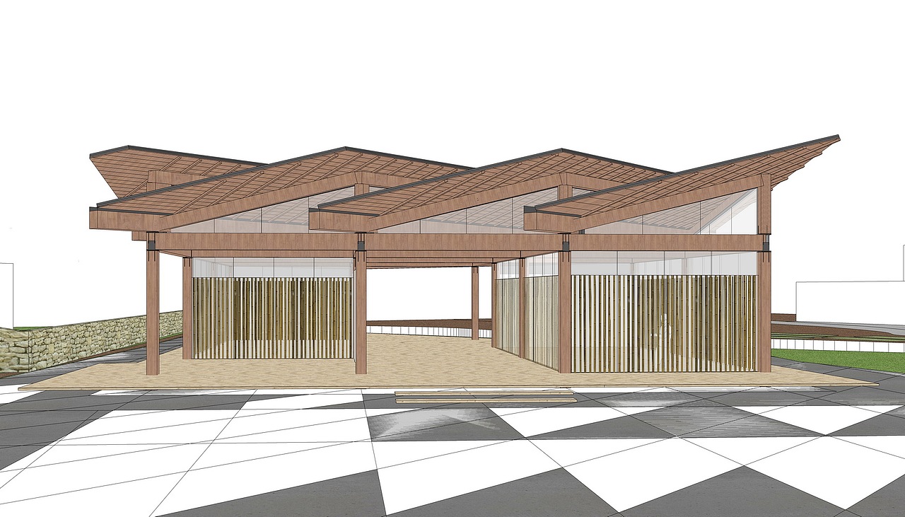 木结构图书馆su模型下载
