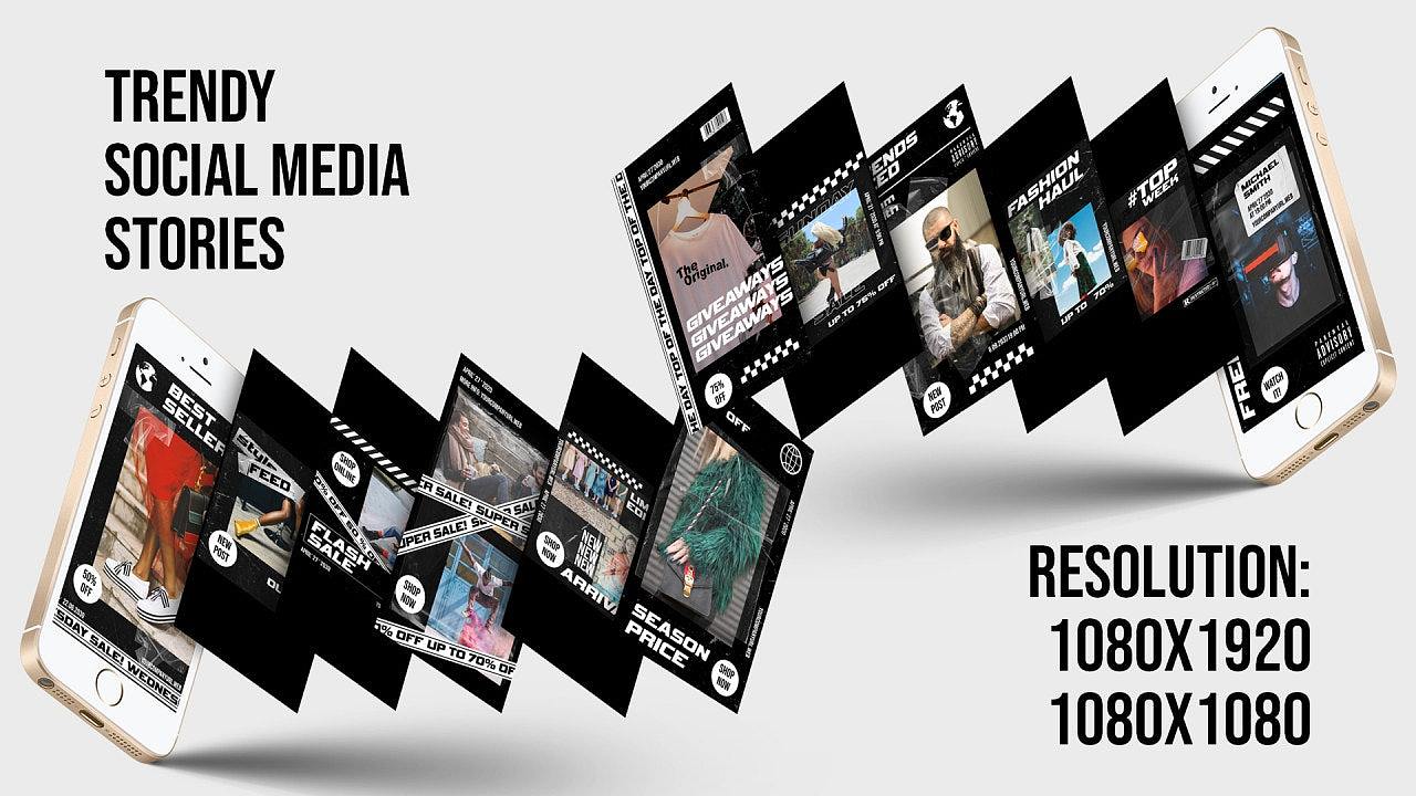 PR模板|竖屏时尚动态动画社交媒体故事标题介绍在线