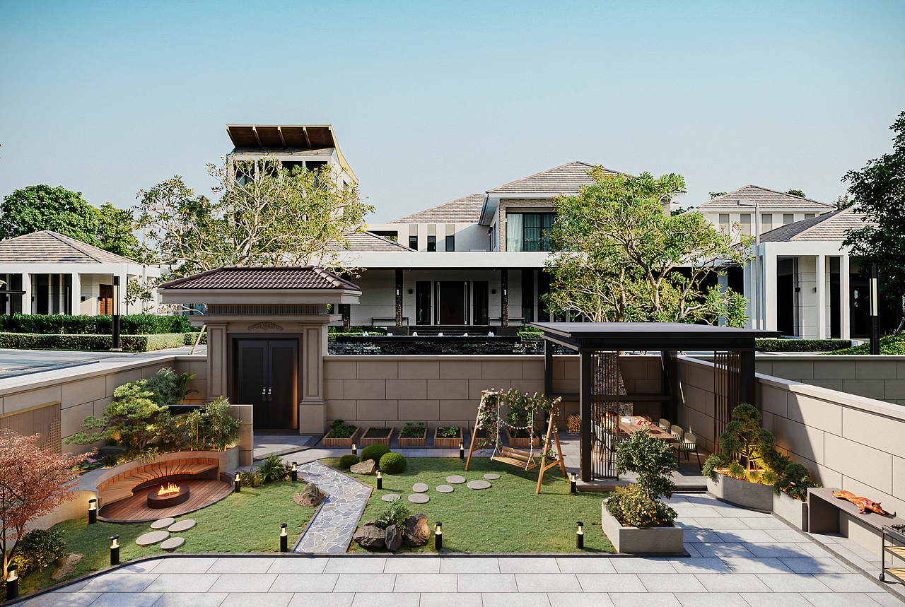 院子 别墅外观 别墅