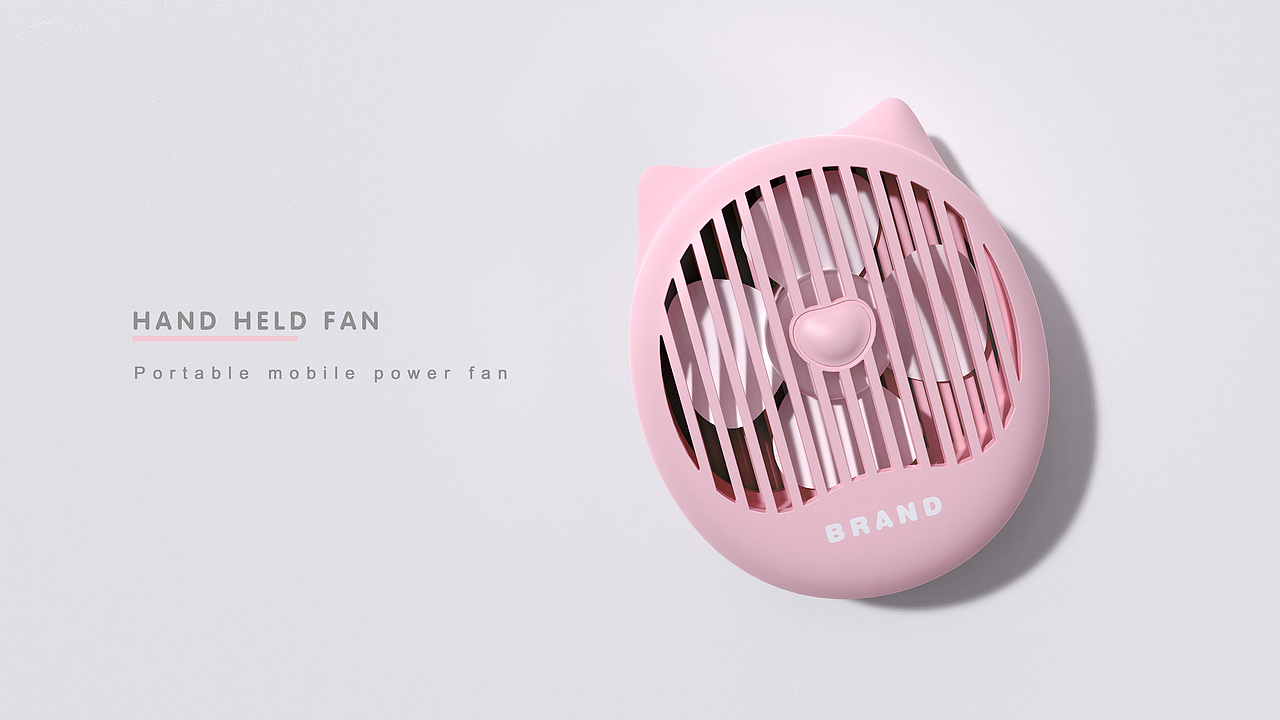 便携手持-小风扇-移动电源-渲染