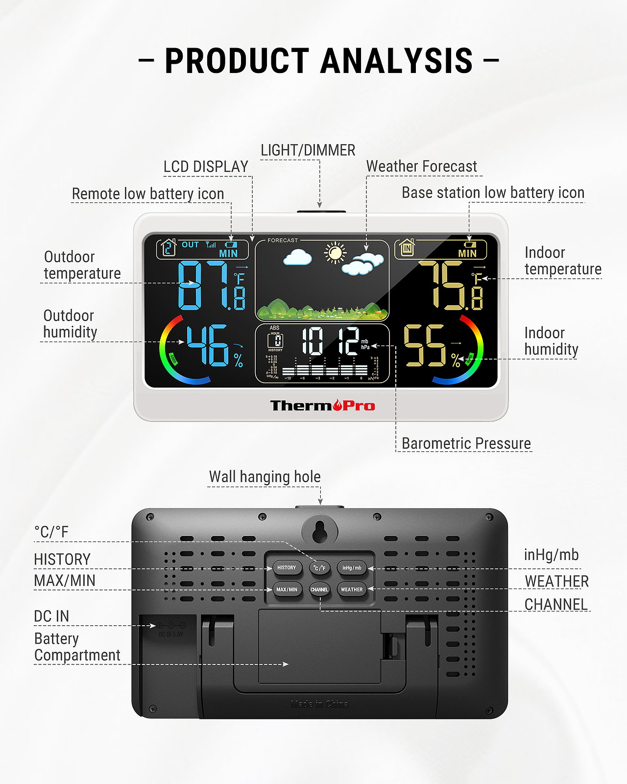 气象站 室内外 无线温度计