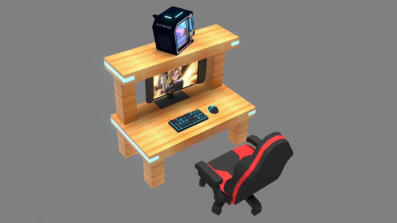 一堆 Lowpoly 风格的游戏小道具