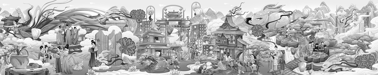 中秋节插画 | 《中秋月下图》下卷