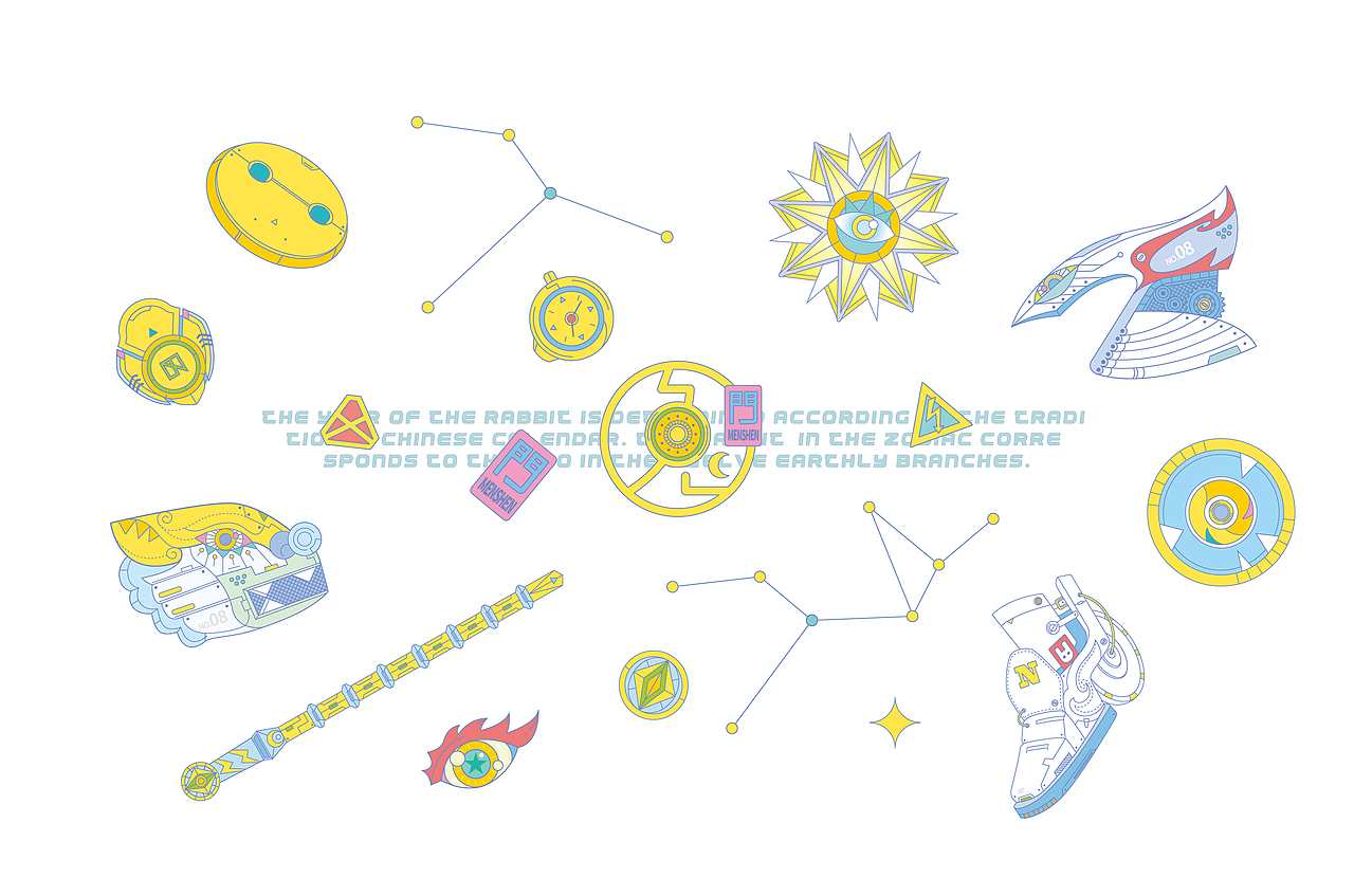 五克氮²×2023癸卯兔年门神 新年插画（图ZMzA0NDU4Mzk2） - 商业插画 - 站酷设计师五克氮创意设计原创素材 - 站酷ZCOOL