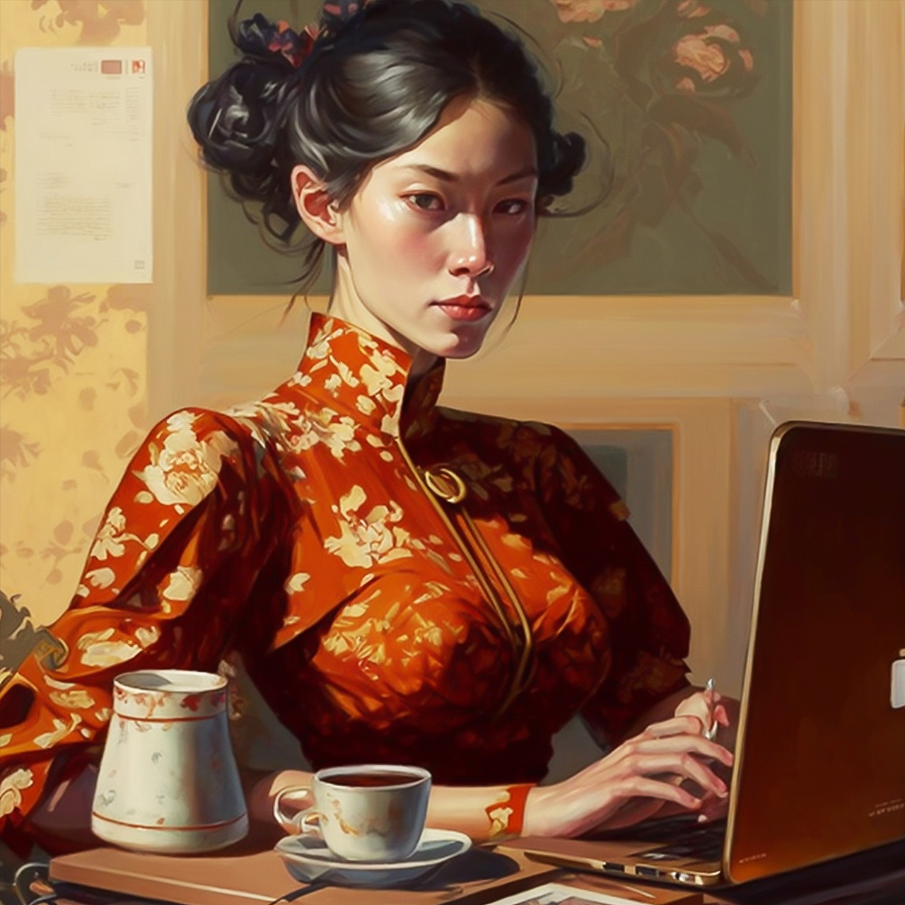 Midjourney绘画-旗袍