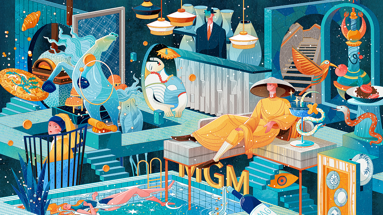 上海西岸美高梅酒店｜美轮迷踪（图ZMzUyMjg2ODM2） - 商业插画 - 站酷设计师毛赵原创素材 - 站酷ZCOOL