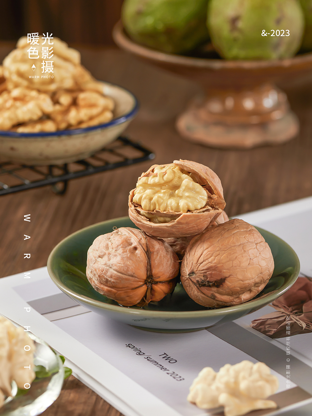 核桃仁拍摄 青皮核桃仁 新鲜