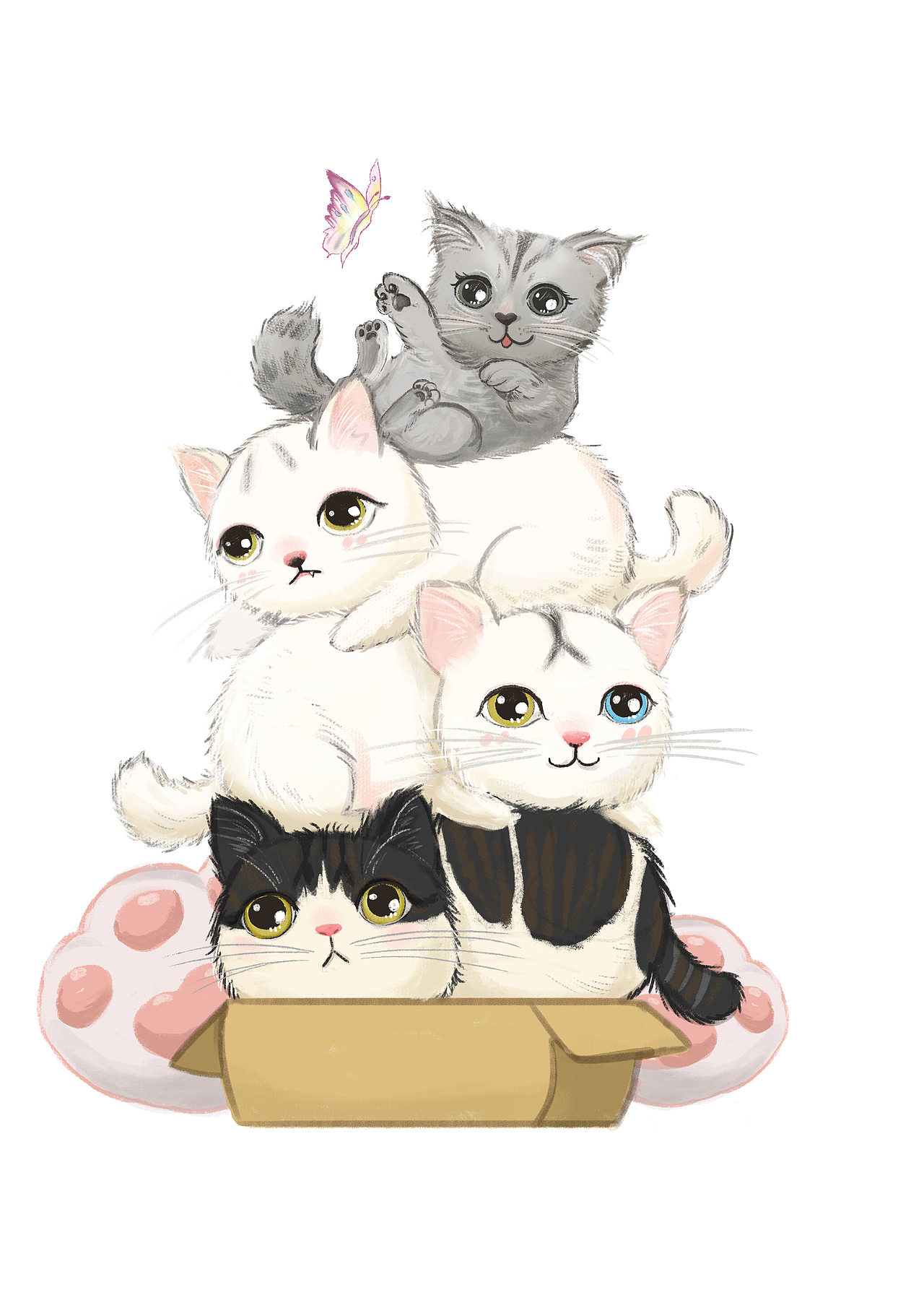 叠…猫猫猫猫（图ZMzA4NjMxMjI0） - 儿童插画 - 站酷设计师torri原创素材 - 站酷ZCOOL