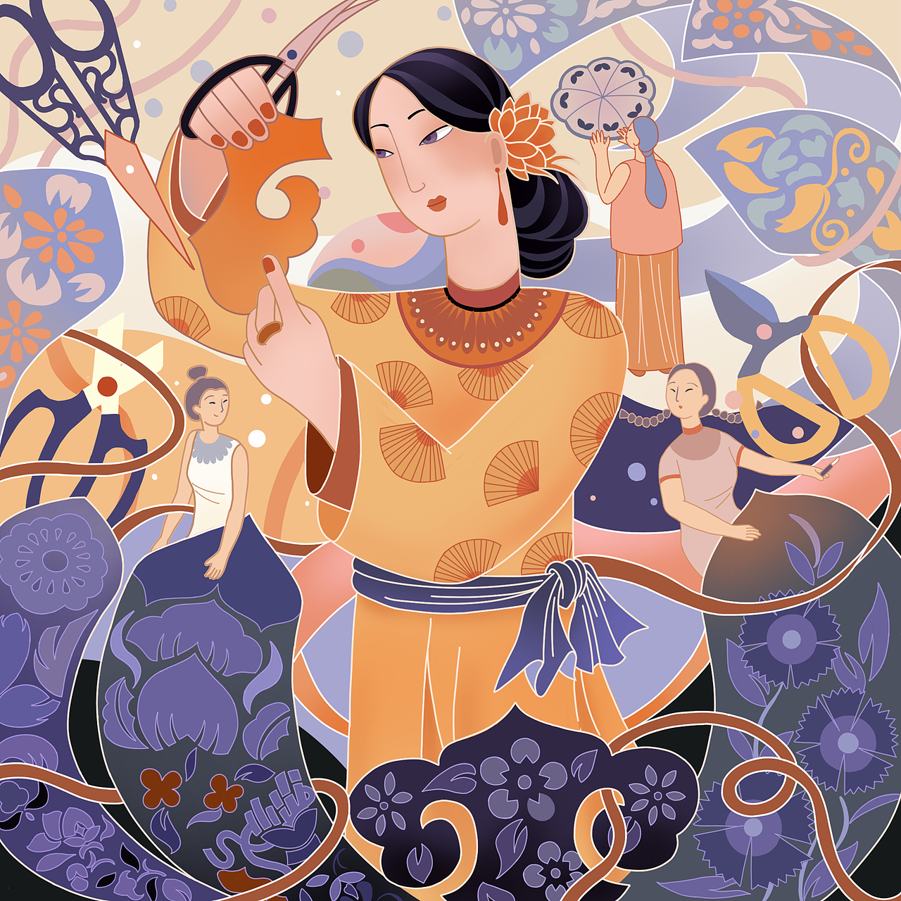 非遗文化云肩的动态插画设计（图ZMzQyNzk5NDIw） - 商业插画 - 站酷设计师清爽的地瓜原创素材 - 站酷ZCOOL