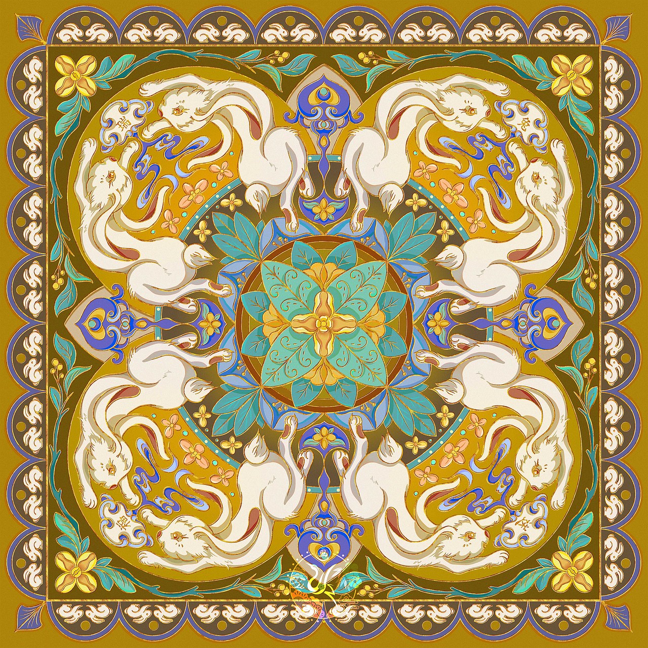 “福”主题——“瑞兔送福”迎中秋（图ZMzE1NDAxMDAw） - 艺术插画 - 站酷设计师鹤闻画话原创素材 - 站酷ZCOOL