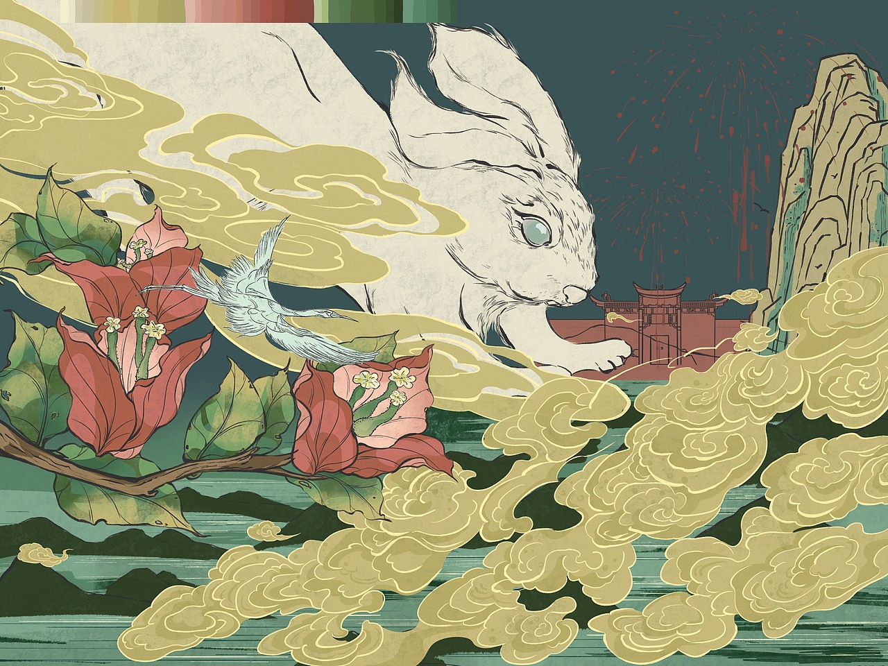 国潮插画《步步生辉》/个人创作（图ZMzM4MDgxODUy） - 创作习作 - 站酷设计师插画的珍珠原创素材 - 站酷ZCOOL