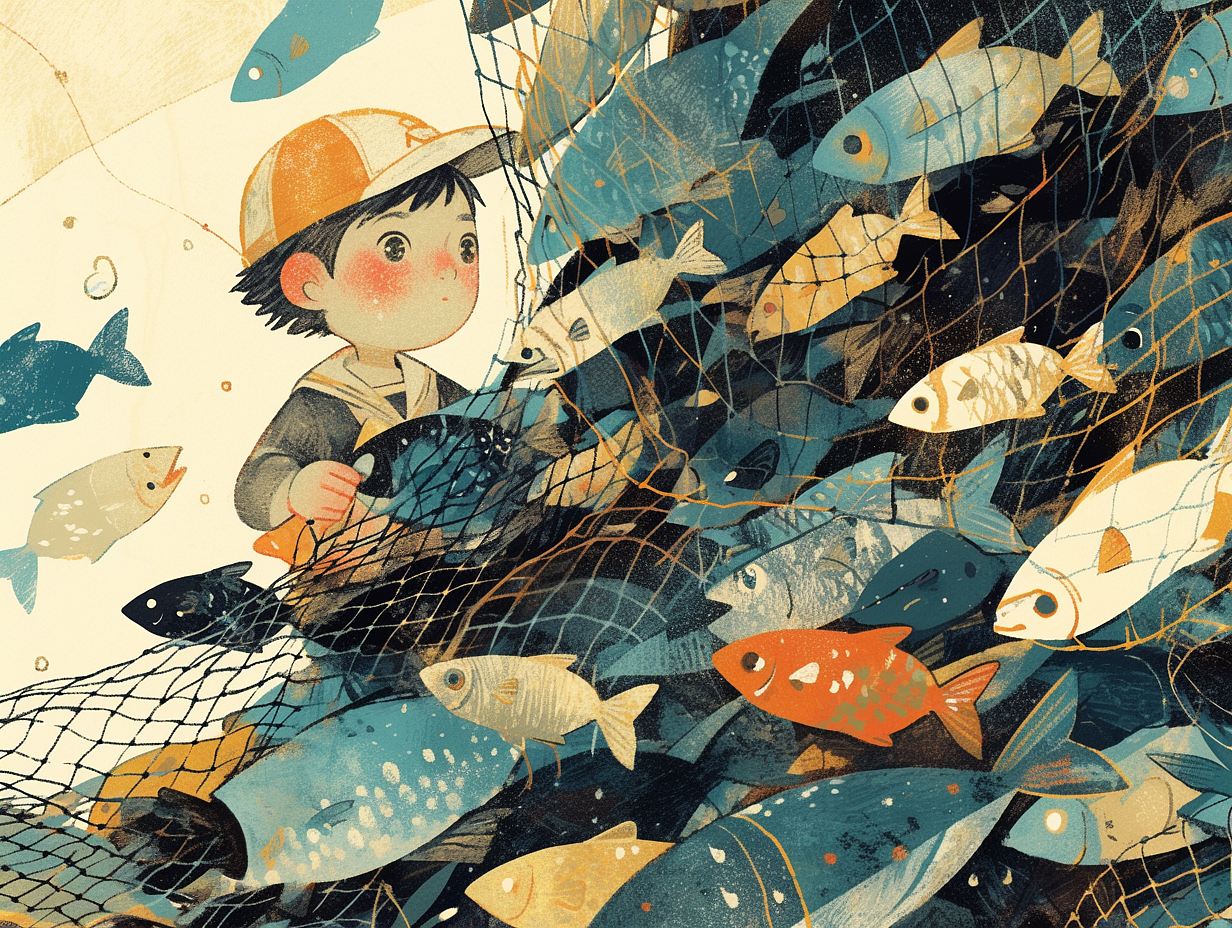 捕鱼与少年（图ZMzY2NjUxMjUy） - 绘本 - 站酷设计师能力棒001原创素材 - 站酷ZCOOL