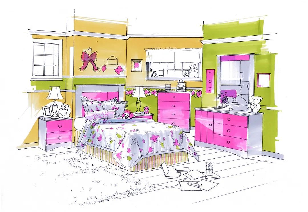 用BG040、MG010、MG030画出被子褶皱和投影,由于受光的影响,白色物体会呈现浅灰色,可用BG040给白色的物体上色。