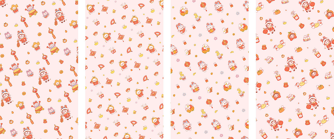 可爱萌系兔年新年咕卡贴纸图案（图ZMzI3NDkyODgw） - 商业插画 - 站酷设计师糖小栗呀原创素材 - 站酷ZCOOL