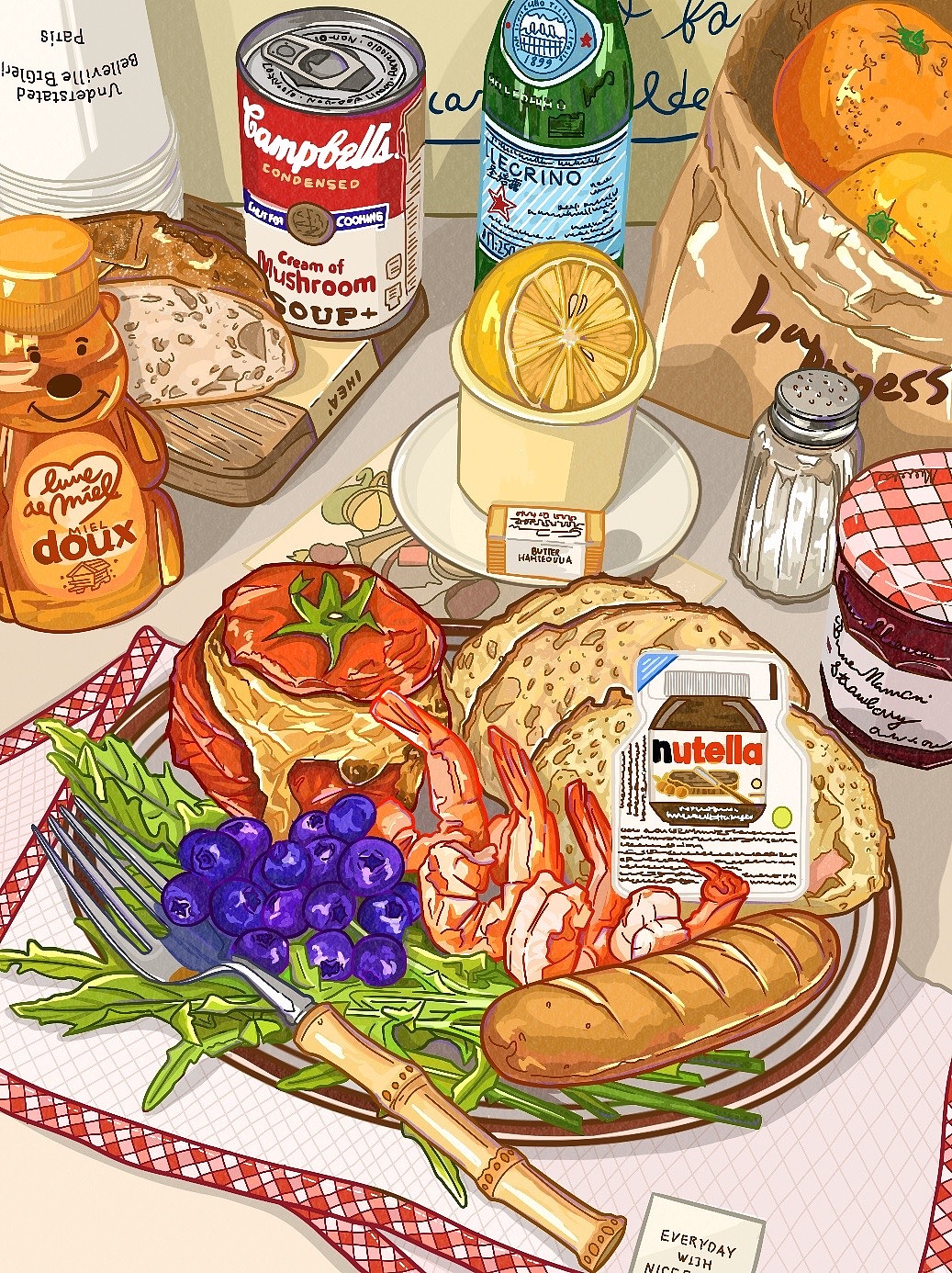 【2023下半年-2024年初美食插画作品合集分享】（图ZMzY5MjcwOTA4） - 艺术插画 - 站酷设计师加加加加一原创素材 - 站酷ZCOOL