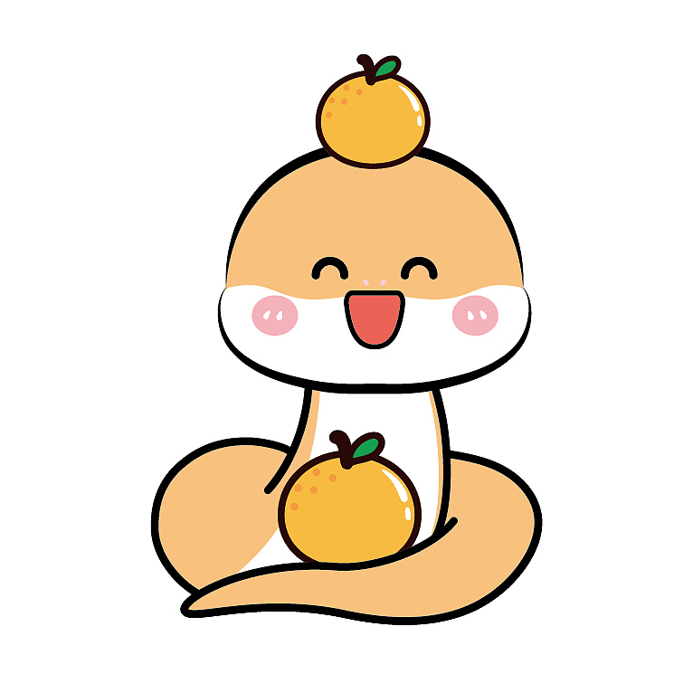水果系列祝福蛇卡通可爱插画手绘图片素材头像
