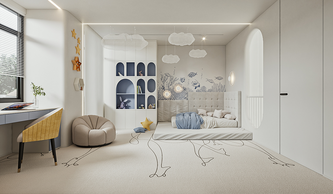 现代极简奶油跃层（图ZMzQ0NDIxODY0） - 家装设计 - 站酷设计师A大连绘图员皓皓原创素材 - 站酷ZCOOL