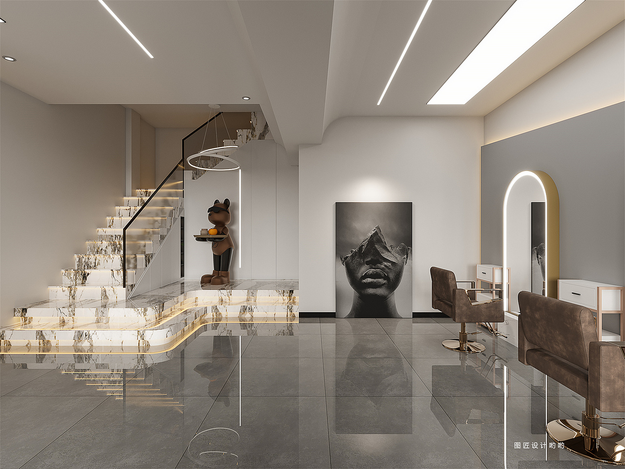 硬核高颜值的理发店设计,好设计才能让生意更红火!