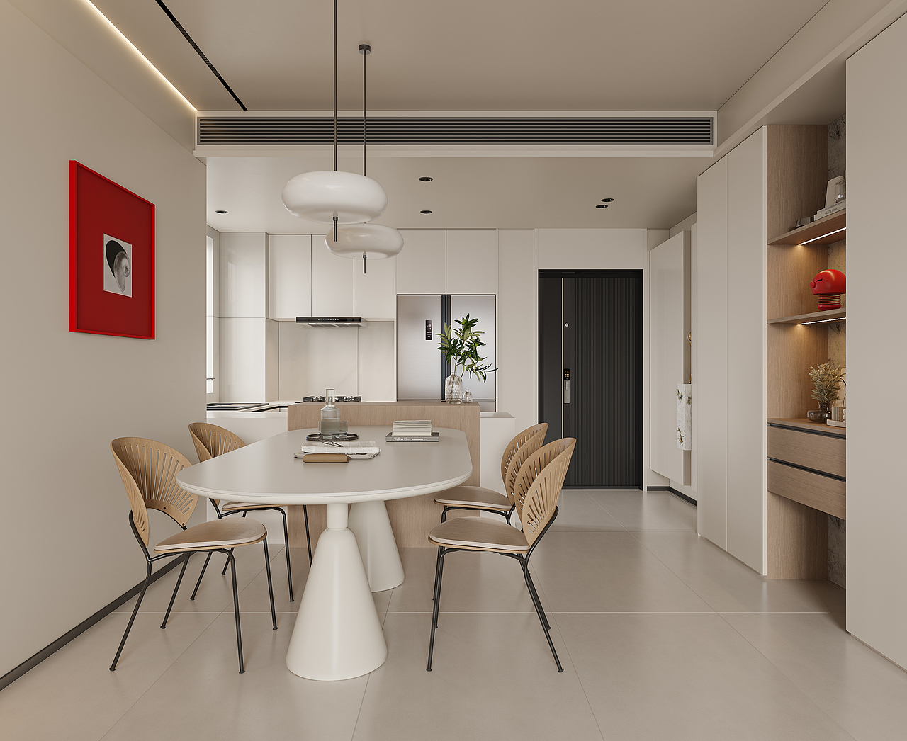 现代奶油风客餐厅