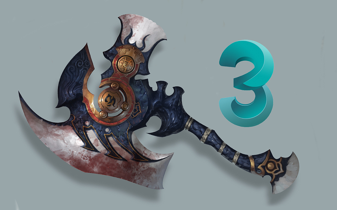 3dmax/Bodypaint3d-武器斧子模型制作教程。