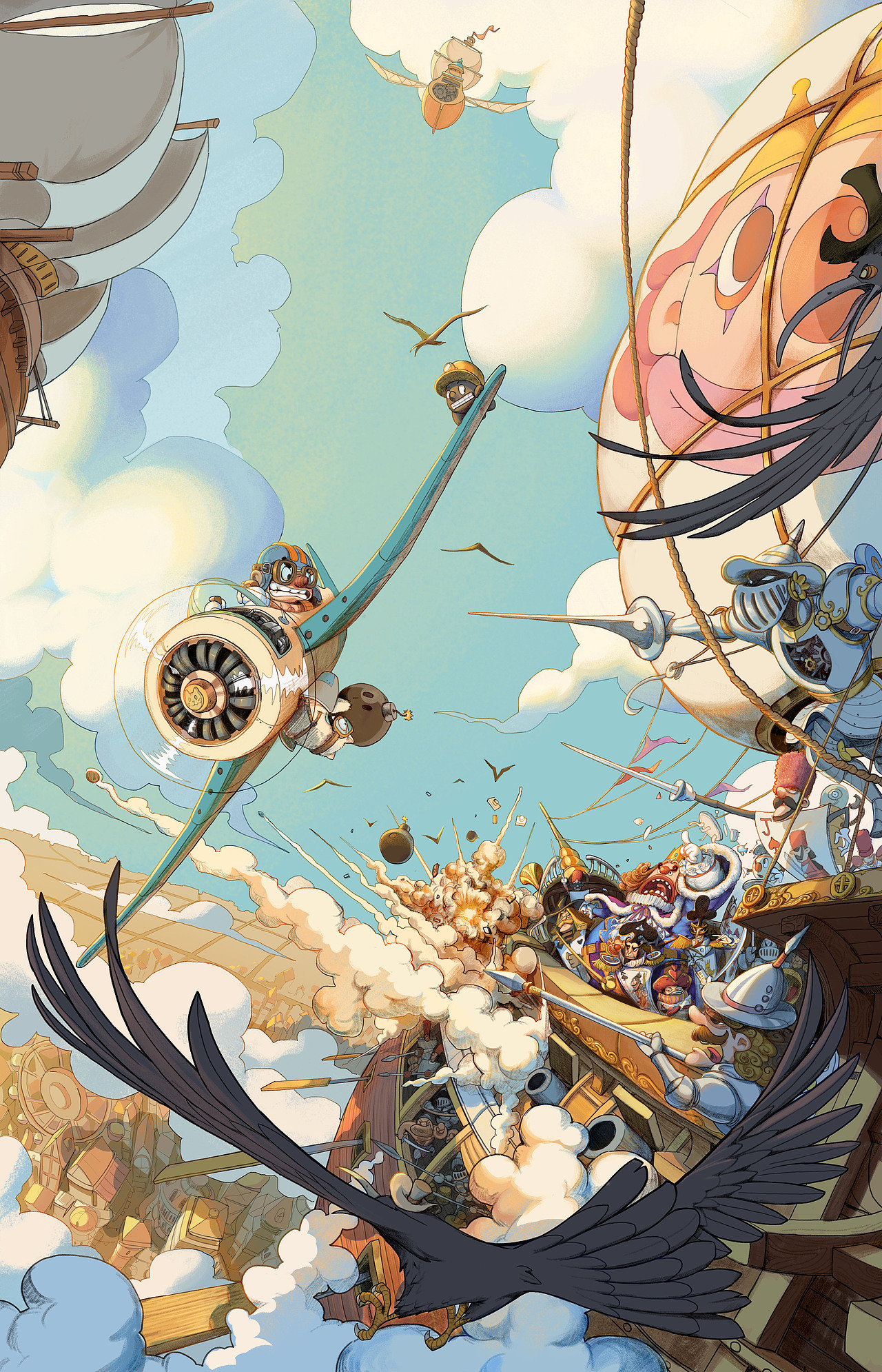 《飞机和船》插画绘制过程~（图ZMzU0OTI3NDY0） - 创作习作 - 站酷设计师肥猫牛奶原创素材 - 站酷ZCOOL