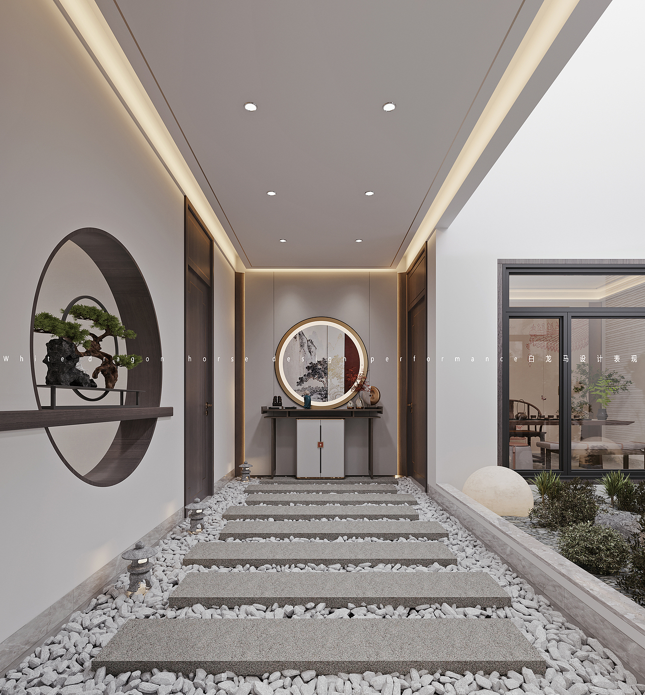 新中式别墅——白龙马效果图