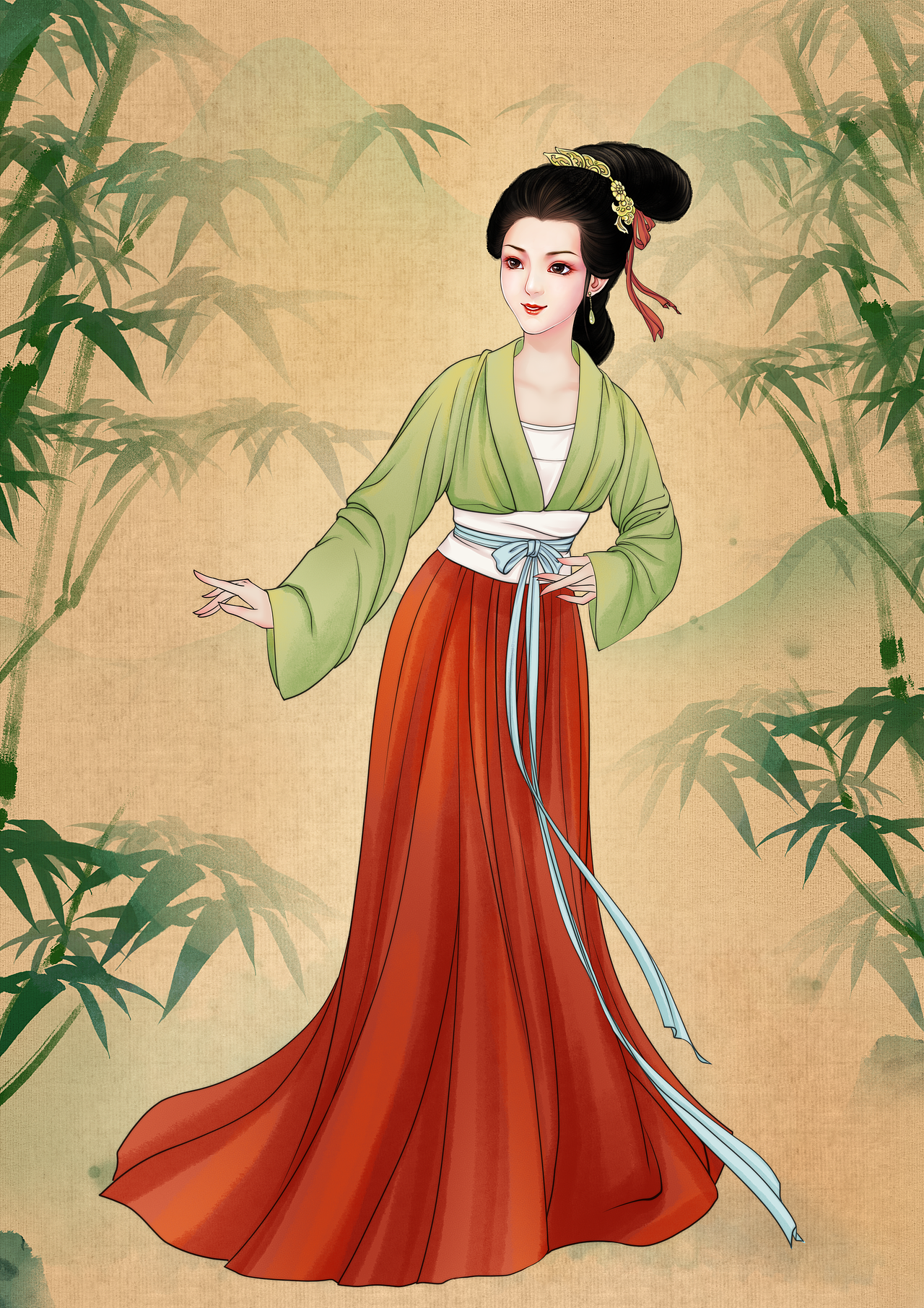 汉服少女（图ZMzA4NDcwNjQw） - 商业插画 - 站酷设计师秀手江湖原创素材 - 站酷ZCOOL