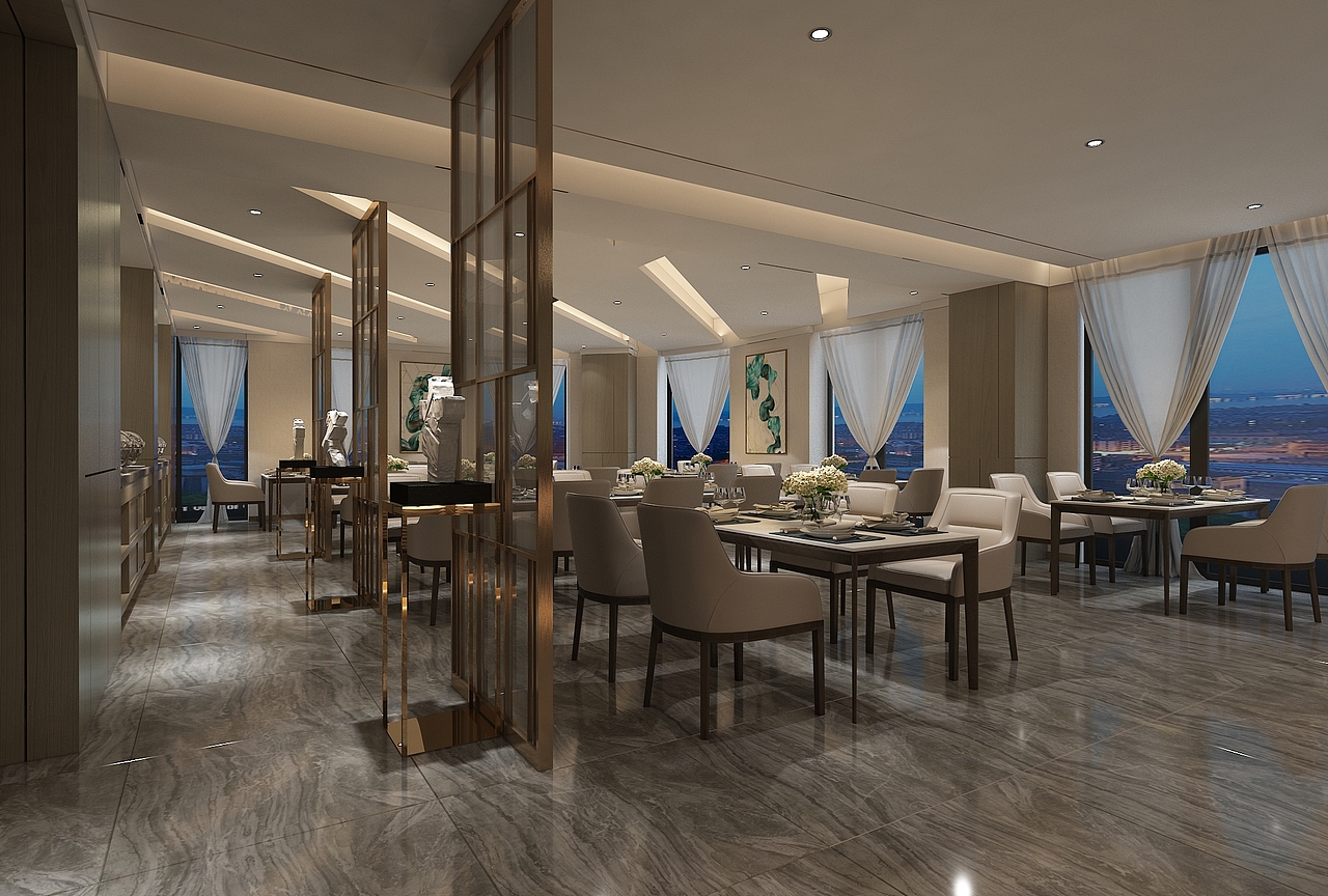 银川装修公司|银川天景豪斯酒店餐厅装修设计方案鉴赏（图ZMzUyODE3MzQw） - 商业空间设计 - 站酷设计师宁夏镹臻工装原创素材 - 站酷ZCOOL