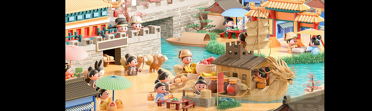 3D还原—清明上河图（图ZMzM1MTI4ODYw） - 场景 - 站酷设计师笔魂AI绘图原创素材 - 站酷ZCOOL